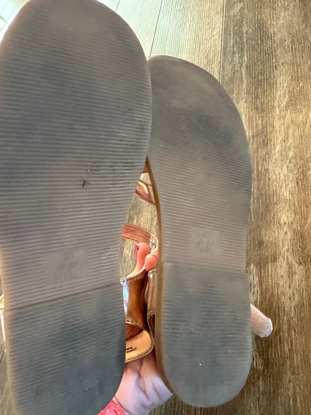 H&M Metallic Rose Gold Girls' Strappy Sandals - Picture 4 of 5